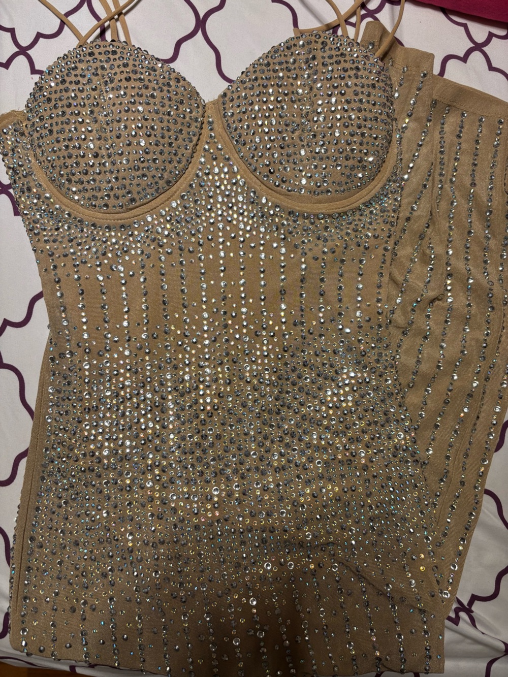 Embellished Tan Rhinestone Top
